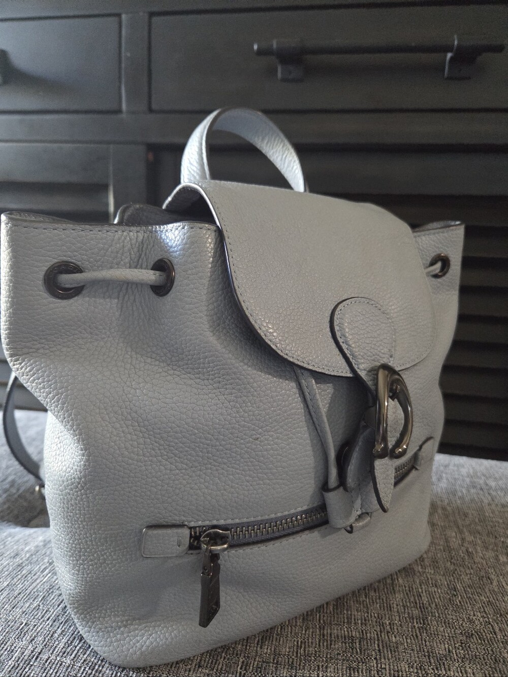 Coach Evie Backpack Blue Pebbled Leather